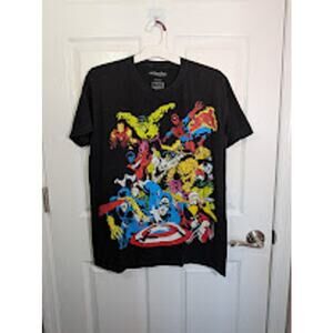 Black Marvel Comics Collage Short Sleeve size L